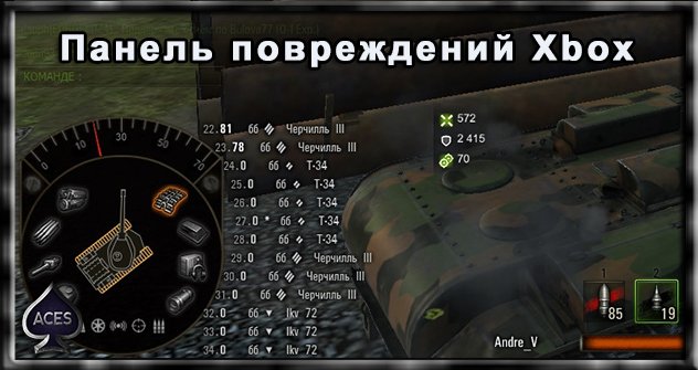 Панель повреждений Xbox для World of Tanks  0.9.21.0.2